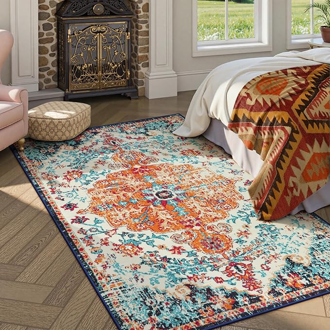 Lahome Bohemian Floral Medallion Area Rug - Image 3