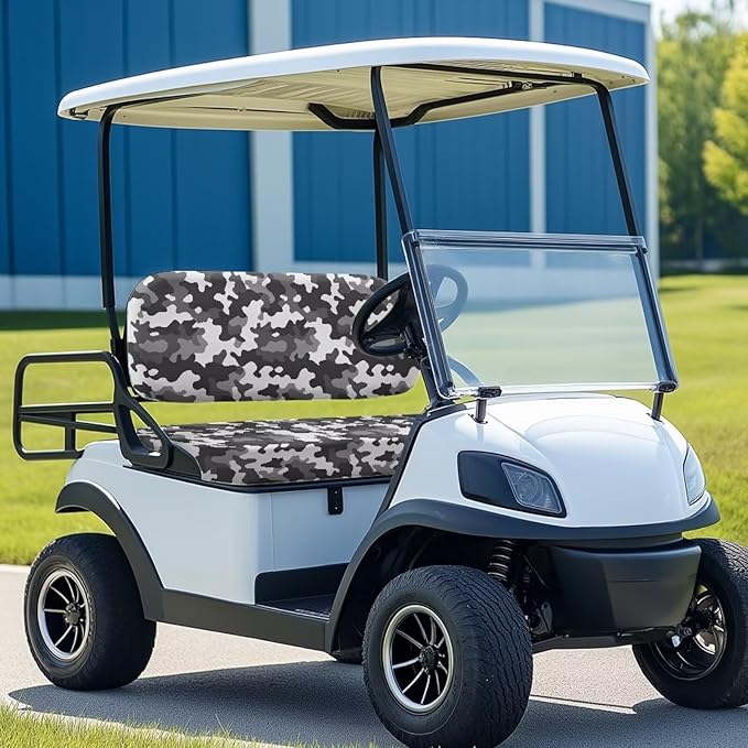 Bulopur Grey Golf Cart Seat Cover Camo Sport Golf Car Seat Cushion Cover for Most 2 Passenger Club Car Ez Go Golfcart Seats Cover Towel