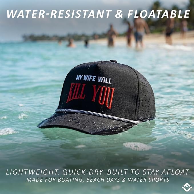 Funky Junque Performance Waterproof Golf Rope Hat – Cool Breathable Workout 5 Panel Snapback Cap for Men