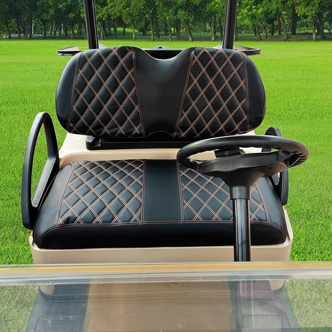 Golf Cart Diamond Seat Covers Kit, Fit for Club Car Precedent OEM Standard Front Seat Cushion, Golf Cart Vinyl Seat Cover, No Nails Required
