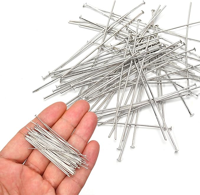 100pcs Silver Filled Flat Head Pins Non Tarnish Craft Earring Bracelet Jewelry - Image 3