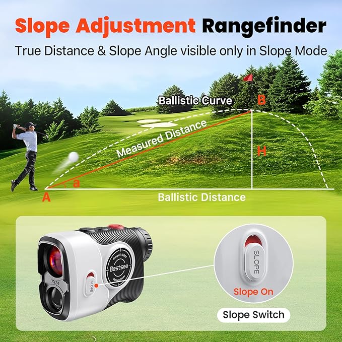 Golf Rangefinder with Slope & Red Backlight, 1500Yards Laser Range Finder, 0.3s FlagLock Vibration, 7X Magnification, Magnet Stripe, 85% Transmission Lens for Golfing/Hunting, Golf Accessories