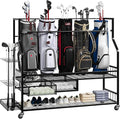 Golf Bag Storage Garage Organizer,Mobile 5-Bag Stand Fit for Golf Bag and Equipment Accessories,Golf Bag Storage Rack with Wheels for Garage