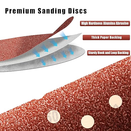 60 Grit 5 Inch Sanding Discs Hook and Loop Sandpaper - Image 3