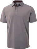 Golf Shirts for Men - Moisture Wicking Short Sleeve Performance Sport Casual Striped Collared Mens Polo Shirt