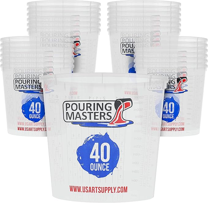 Pouring Masters 40 Ounce Graduated Plastic Mixing Cups by Pouring+Masters