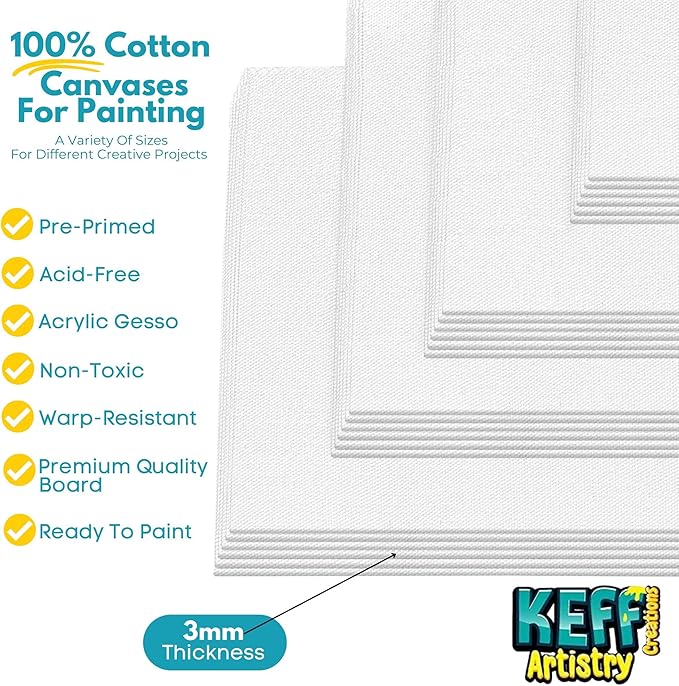 KEFF 24-Pack Canvas for Painting, 6 of 5x7, 11x14 Painting Canvas Boards - Image 3