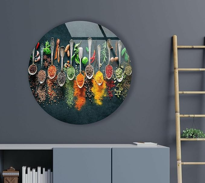 My Photostation.com 10'' Diameter Colorful Herbs Round Glass Wall Art Tempered - Image 8