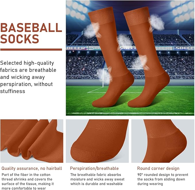 Zhanmai Baseball Belt and Socks Combo, Adjustable Elastic Belt and Softball Socks, Multiple Sizes for Youth Boys Girls, Adult