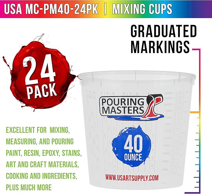Pouring Masters 40 Ounce Graduated Plastic Mixing Cups - Image 2