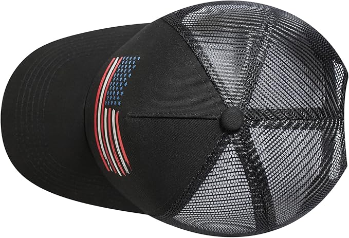 Baseball Cap, American Flag Trucker Hat for Men Women, Breathable Adjustable Fit Outdoor Mesh Snapback Hats