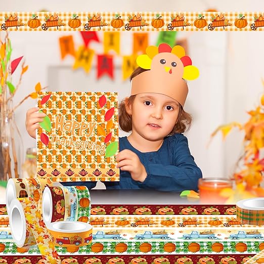 12 Rolls Thanksgiving Washi Tape Set, Maple Leaf Patriotic Decorative Paper - Image 6