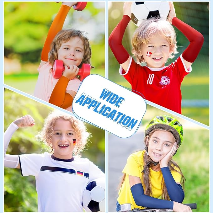 Mepase 14 Pairs Arm Sleeves for Kids UV Sun Protection Cooling Arm Compression Cover Boys Baseball Football Basketball Sport