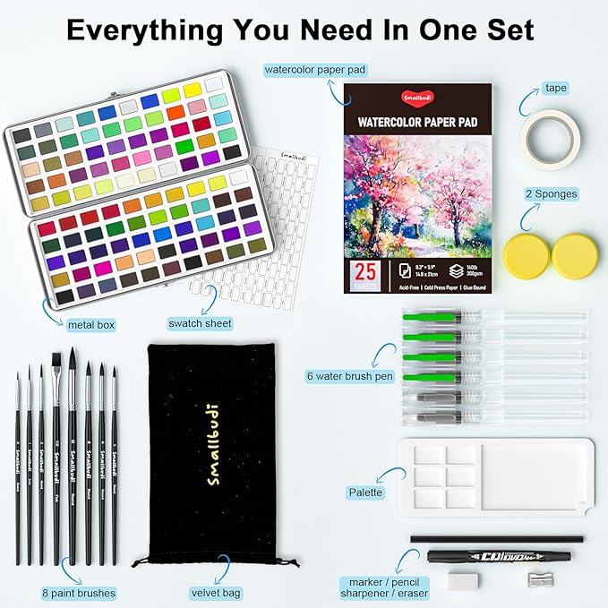 Watercolor Paint Set 100 Colors Including Metallic, Watercolor Kit - Image 2