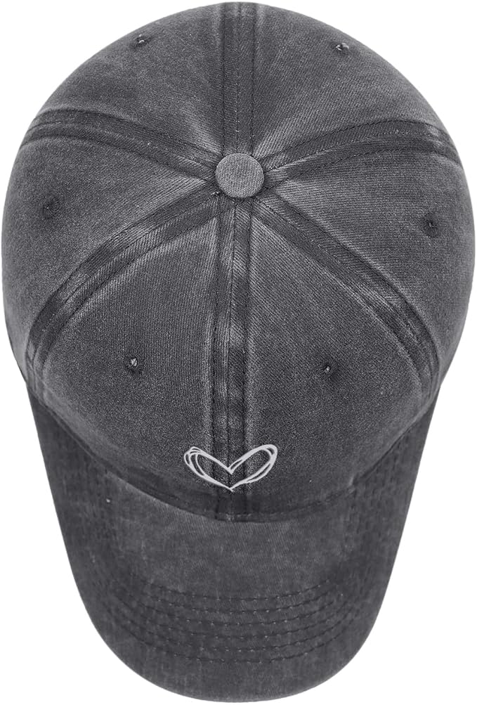 Pairxily Vintage Heart Embroidered Baseball Cap Distressed Adjustable Hat for Women Low Profile Dad Hats Unisex Cotton Cap