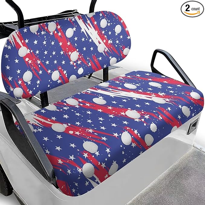 Suobstales Golf Cart Front and Rear Seat Cover Set for EZGO TXT RXV & Club Car DS 2 Passenger, Washable Bench Seat Covers Kit