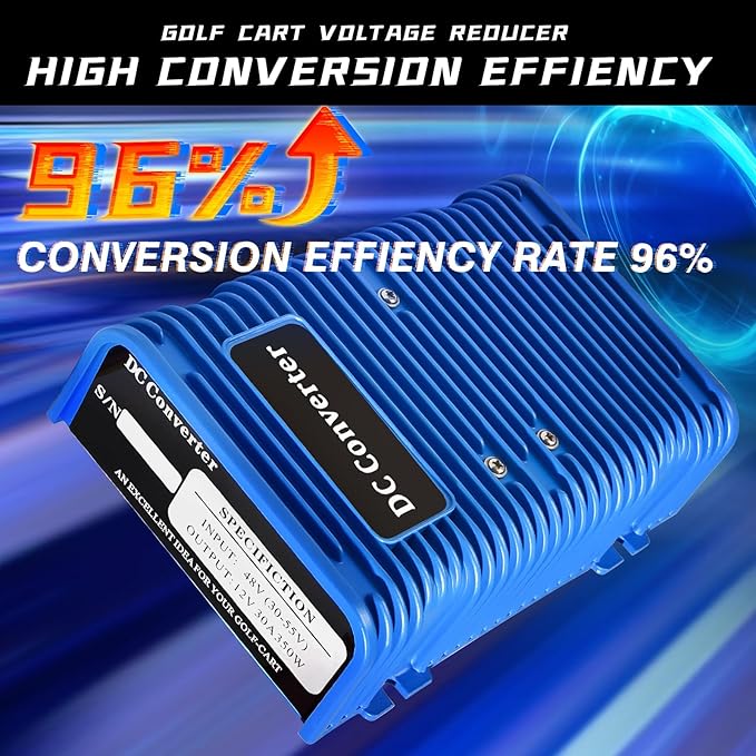 Golf Cart Voltage Reducer, 36 or 48V to 12V DC Converter 30A/350Watt Compatible with EZGO Club Car Yamaha, Universal DC Step Down Converter