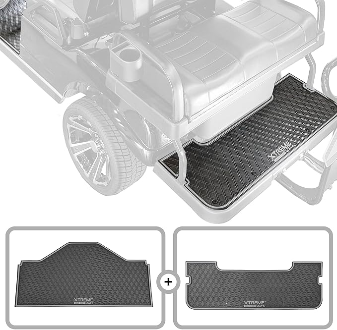 Xtreme MATS Evolution D5 Golf Cart Floor Mat Set - Rubber Double Diamond Design - Fits DMAX, D5, 2+2, 4F, 6F, Including Evolution Maverick and Ranger Trims