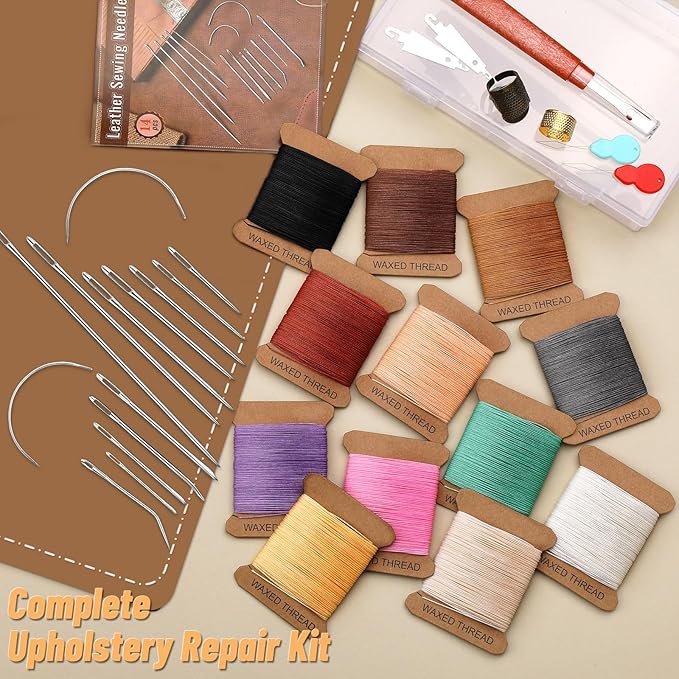 IMZAY Upholstery Repair Kit, Waxed Sewing Thread, Heavy Duty Needles, 264 Yards - Image 4