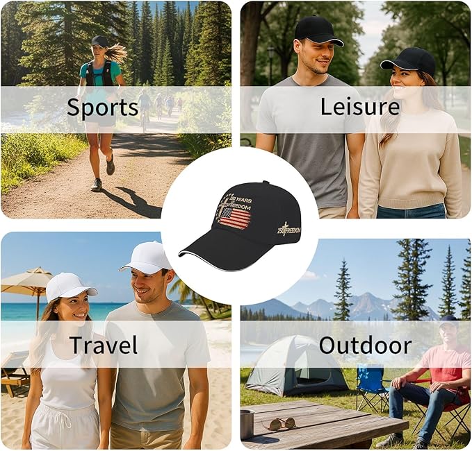 US 250 Years Freedoms 1776-2026 250th Birthday Embroidered Hats Garde Cap for Him