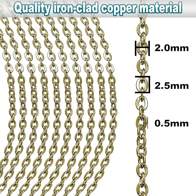 Jishi 33ft Link Cable Chain Roll 2mm, Bronze Chain - Image 3