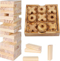 Glintoper Tic Tac Toe & Tumble Tower Blocks Tables Game Set, Classic Wood by Glintoper