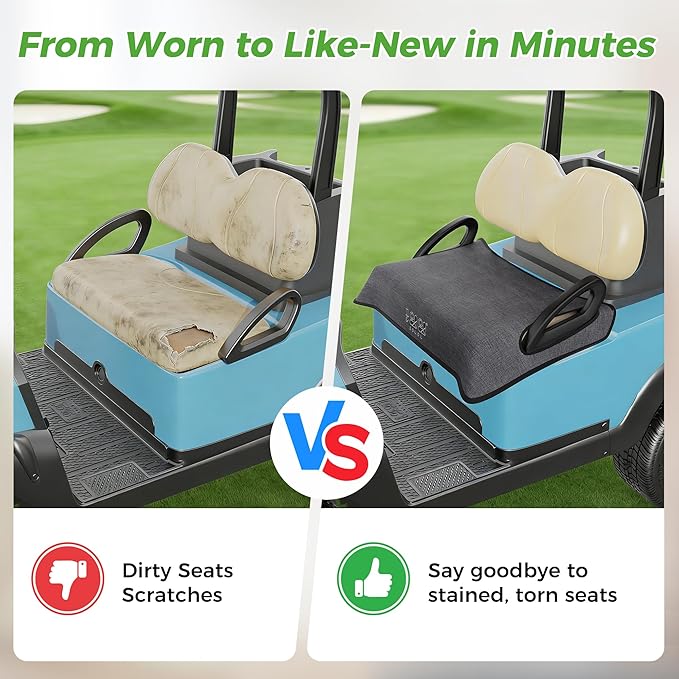 10L0L Universal Golf Cart Seat Covers/Seat Blanket for EZGO TXT/RXV & Club Car DS/Precedent, Breathable Seat Towel/Seat Cushions with Non-Slip Backing, All-Season Comfort (Not for Yamaha)