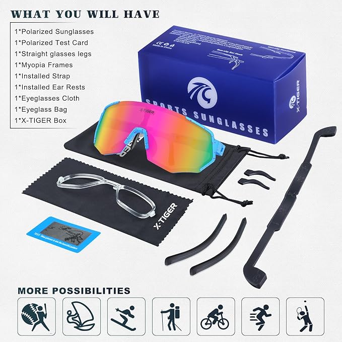 X-TIGER Polarized Youth Baseball Sunglasses UV400 Kids Sunglasses Boys Girls 8-12 Youth for Softball Cycling Sports Glasses