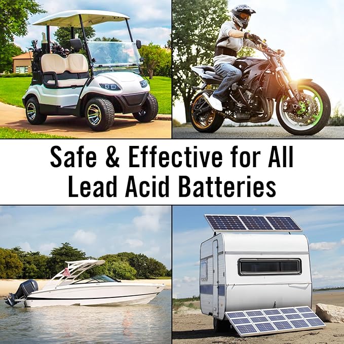 Battery Renew Solution for Golf Cart Batteries - 64 oz Desulfator Refill - Refurbish, Repair & Restore Any 6 Volt, 8 Volt or 12 Volt Lead Acid Batteries - Made in USA - Non-Toxic Safe Refill Solutions