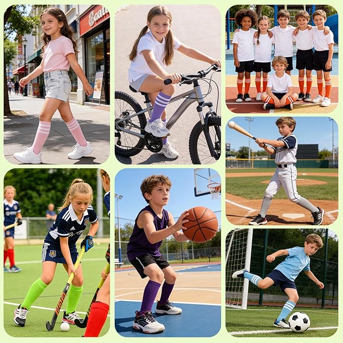 American Trends 2 Pairs Baseball Soccer Socks Youth Boy Girl Kids Toddler Softball Football Tball Socks Knee High Accessories