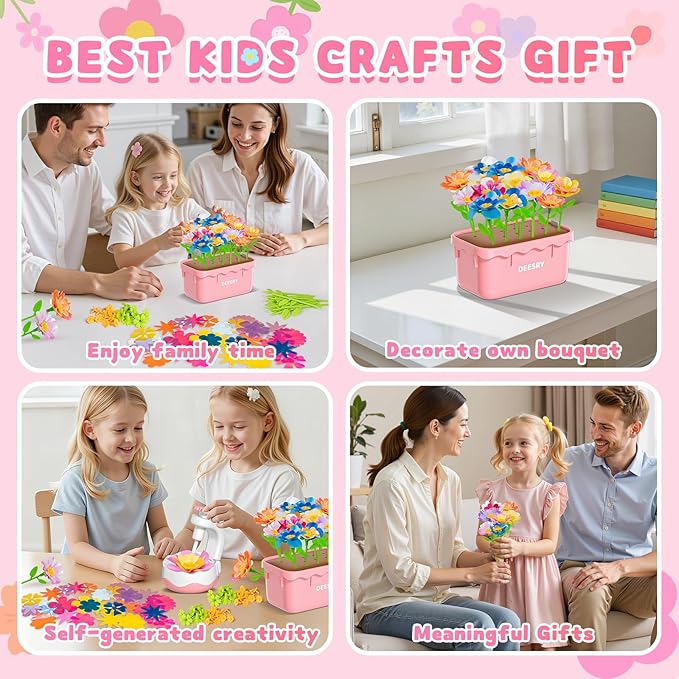 Deesry Fabric Flower Bouquets Toys, Storable Flower Making Kit - Image 6
