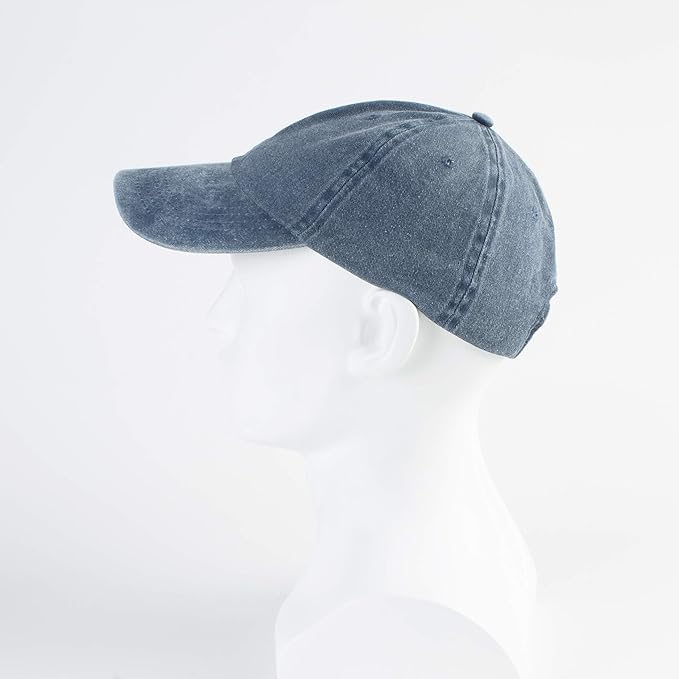 LANGZHEN Unisex Baseball Cap 100% Cotton Fits Men Women Washed Denim Adjustable Dad Hat