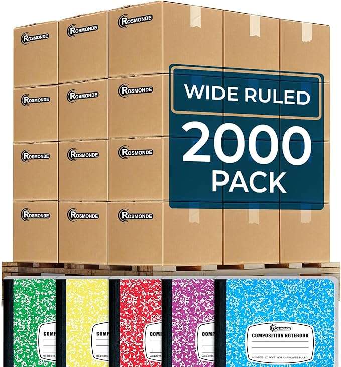 Rosmonde 2000 Pack Composition Notebooks Bulk, Wide Ruled, Full Pallet of by Rosmonde