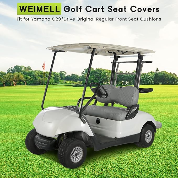 Golf Cart Seat Covers Fit Yamaha Drive G29 2007-2016 Vinyl Leather Front Seat Cover for OEM Ordinary Cushions No Nail Gun Easy to Install & Clean Vinyl Leather Seat Cushion Covers Gray