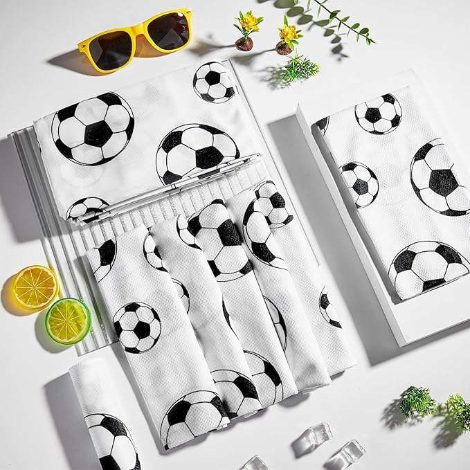 30Pcs Soccer Ball Cooling Towels for Neck and Face 40 x 12 Inch Sports Team Gifts Workout Ice Towel for Gym Sweat Microfiber Breathable Chilly Bulk Neck Wraps for Athletes Camping Travel Outdoor