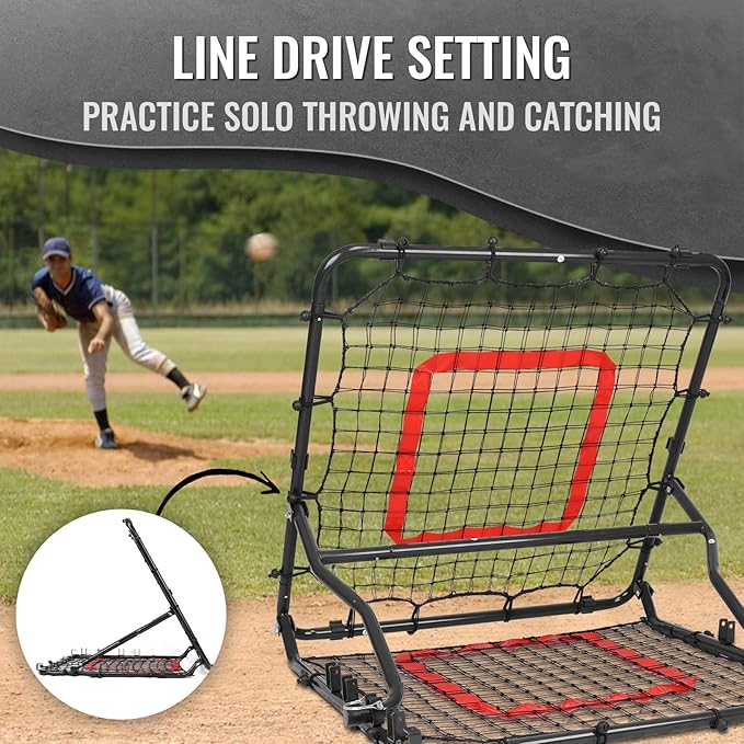 Storgem Baseball Softball Rebounder Net, Pitch Back Rebound Net,Soccer Rebound Net, Fielding Rebounder,Double Sided Adjustable Multi-Sports Pitching Rebound Net for Throwing Practice