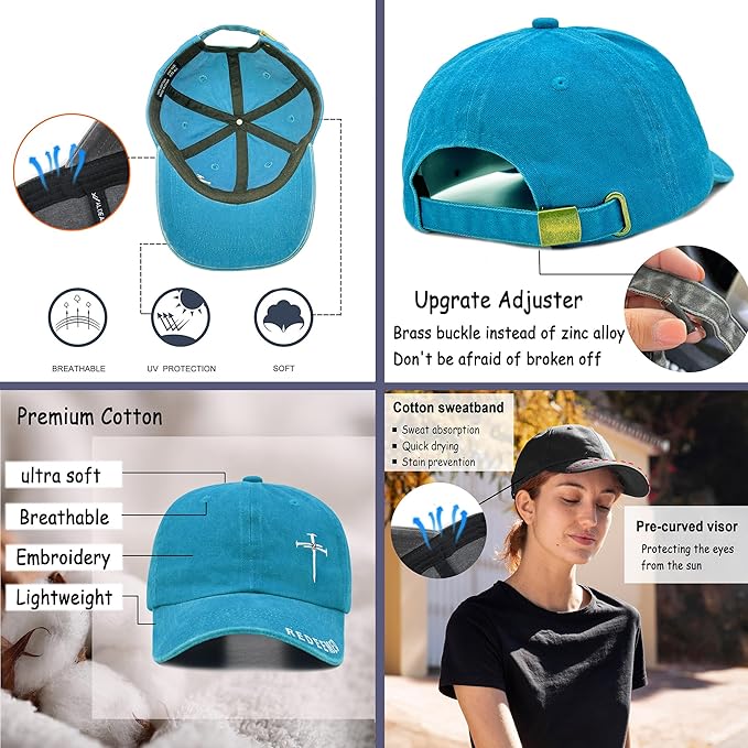 Cross Jesus Hat with Gifts Box, Embroidered Religious Baseball Cap, Christian Gifts for Men Women