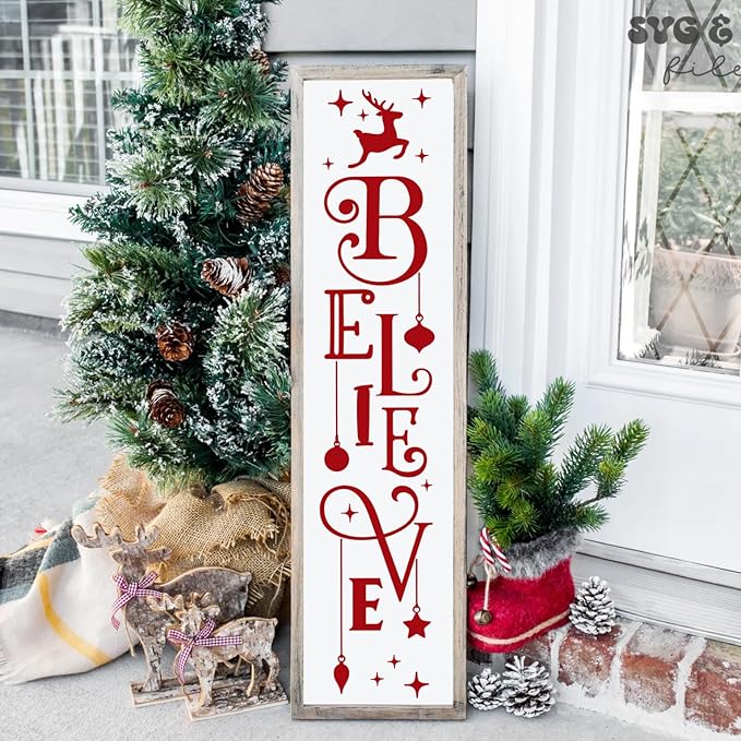 Christmas Stencils for Painting on Wood 35.4" Large Believe Let it Snow Stencil - Image 3