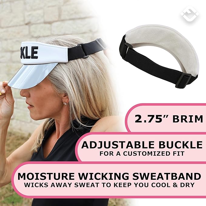Funky Junque Women's UV 50 Adjustable Sun Visor - Golf Tennis Pickleball - Sports Themes Solid Colors Easter Pastels