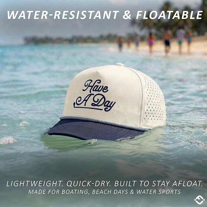 Funky Junque Performance Waterproof Golf Rope Hat – Cool Breathable Workout 5 Panel Snapback Cap for Men
