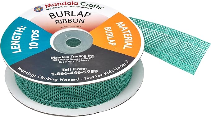 Mandala Crafts Turquoise Burlap Ribbon 1 Inch Wide Jute Ribbons - Image 4