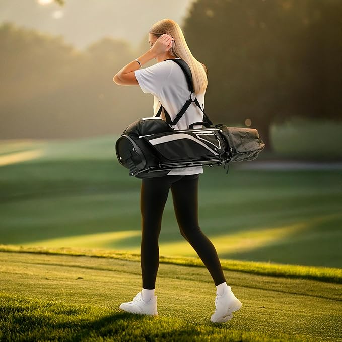 Ultra-Lite Golf Stand Bag - 3 Lbs, 4 Way Divider Portable Golf Club Carry Bag, Water-Repellent Golf Travel Case with Rain Hood, Golf Gifts for Men and Women