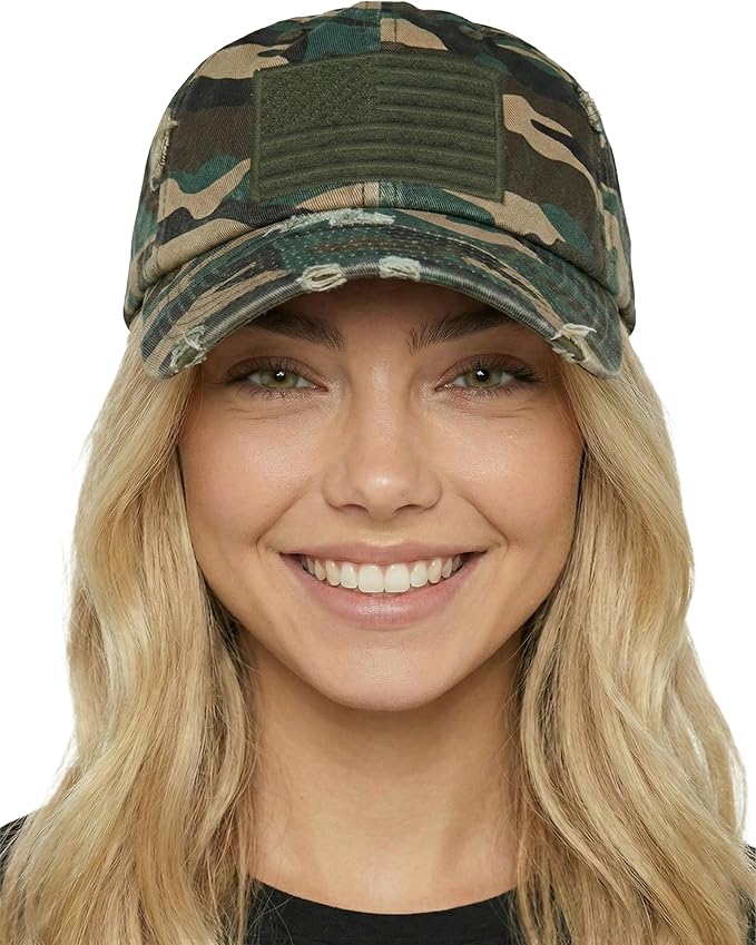 Funky Junque Distressed Vintage Baseball Cap - Embroidered Patch Women's Hat - Holiday, Lifestyle & Patriotic Designs