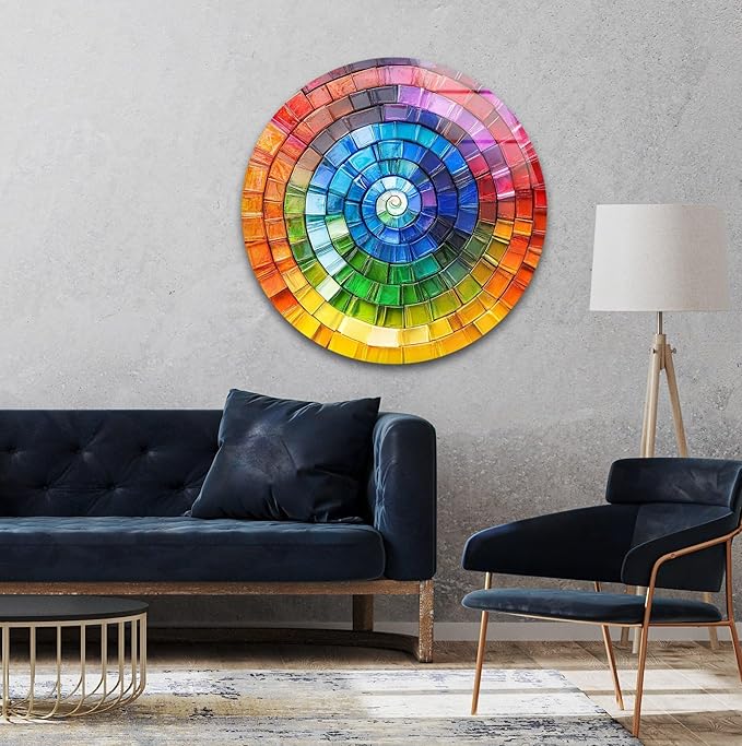 My Photostation.com 24'' Diameter Radiant Spiral Spectrum Round Glass Wall Art - Image 4