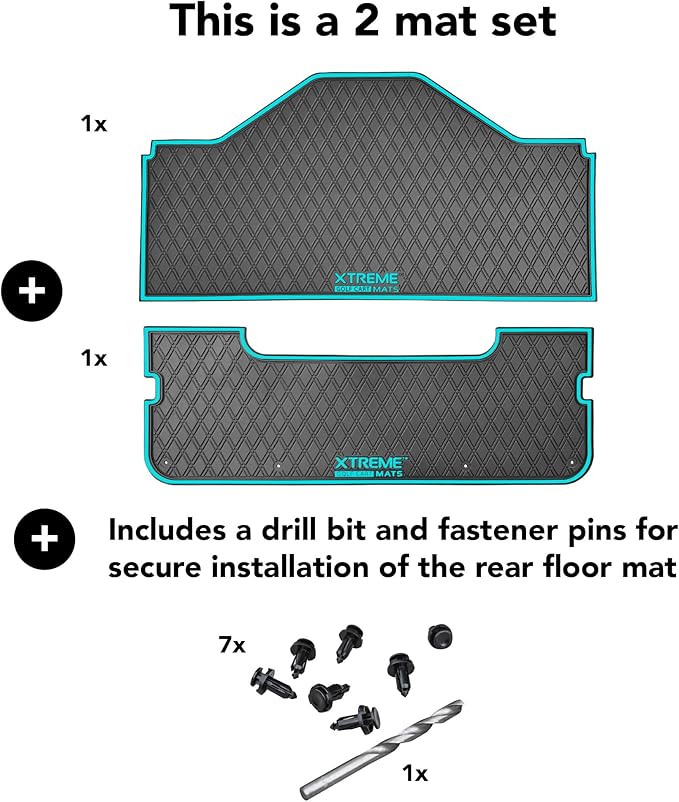 Xtreme MATS Evolution D5 Golf Cart Floor Mat Set - Rubber Double Diamond Design - Fits DMAX, D5, 2+2, 4F, 6F, Including Evolution Maverick and Ranger Trims
