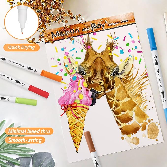 ZSCM 160 Colors Duo Tip Brush Markers Art Pen Set, Artist Fine and Brush Tip - Image 4