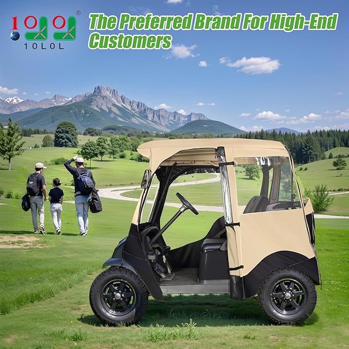 10L0L Deluxe 2 Passenger Golf Cart Enclosure for Club Car Precedent,Onward & Tempo Waterproof Windproof Portable Transparent Golf Cart Rain Enclosures Storage Cover - 57" Roof Fit
