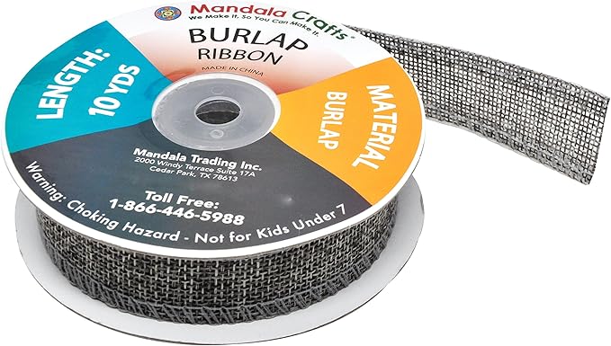 Mandala Crafts Gray Burlap Ribbon 1 Inch Wide Jute Ribbons - Image 4