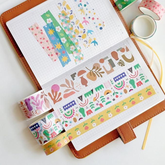 38 Rolls Washi Tape, Aesthetic Colored Decorative Cute Scrapbook Tape - Image 3
