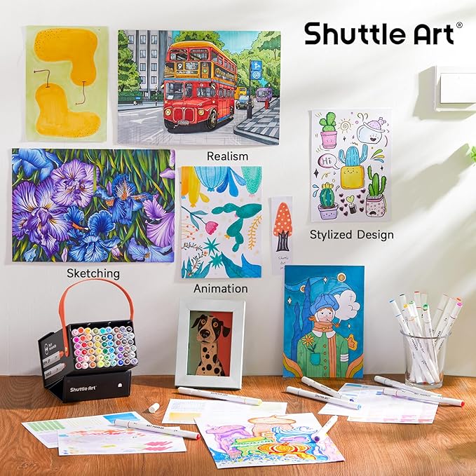 Shuttle Art 61 Colors Alcohol Markers, 60 Colors Dual Tip Art Marker Set Plus 1 - Image 5
